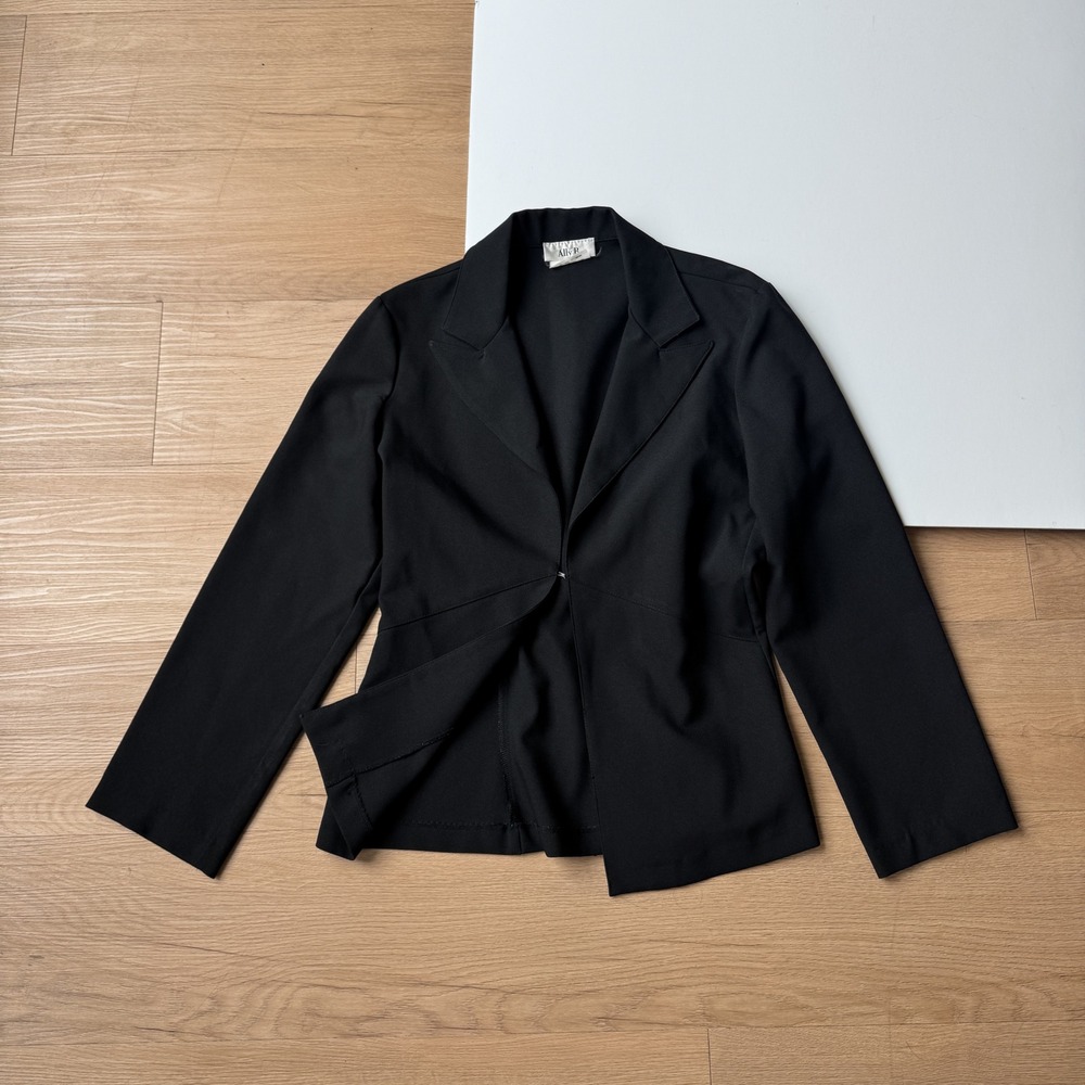 Vintage Y2K Black Blazer Hook and Eye Closure Tie Back Jacket Large Tailored
